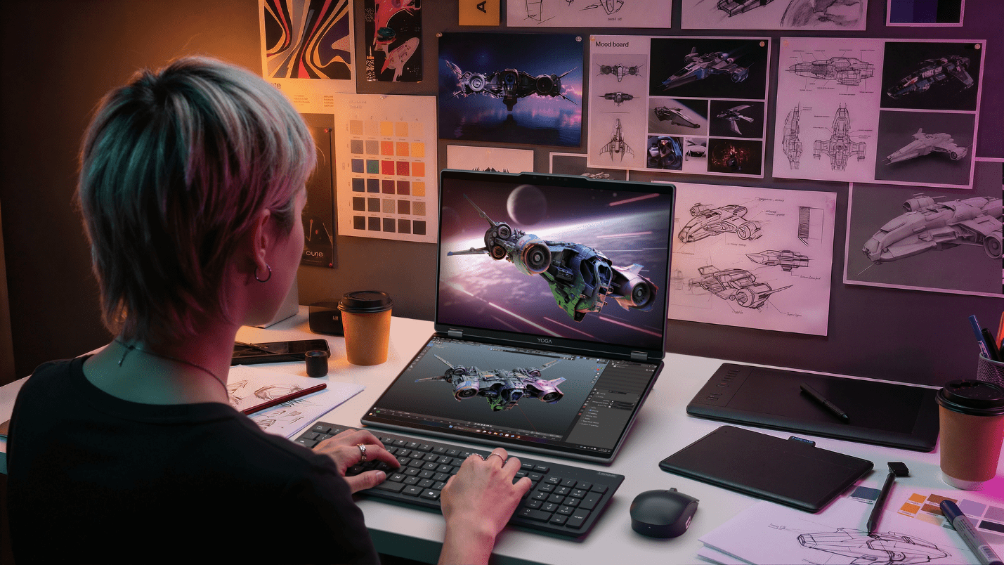 Lenovo ThinkPad laptop and ThinkCentre desktop on office desk